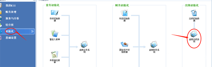 启用出纳系统