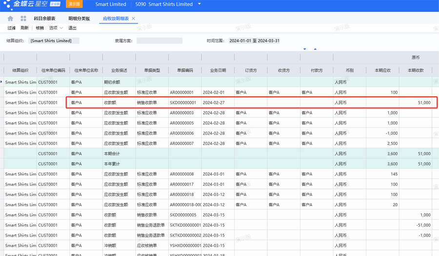 应收款明细表